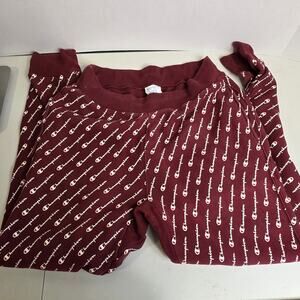 Champion Print Burgundy Tapered Sweats, Mens, XL
